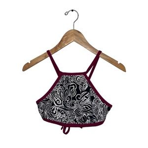 Title Nine Bikini Top Size Small Black White Magenta High Neck Adjustable Straps